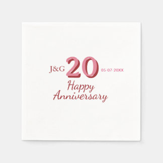 Guardanapo De Papel aniversário de 20 anos nome data monograma bold