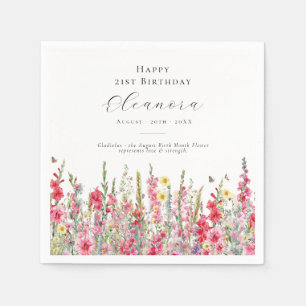 Guardanapo De Papel aniversário de 21 anos agosto Aniversário Mês Flor