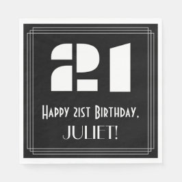 Guardanapo De Papel aniversário de 21 anos: Art Deco Inspira "21" + No