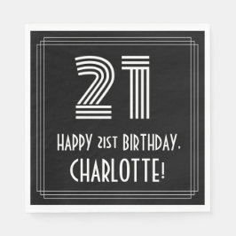 Guardanapo De Papel aniversário de 21 anos: Art Deco Inspira "21" + No
