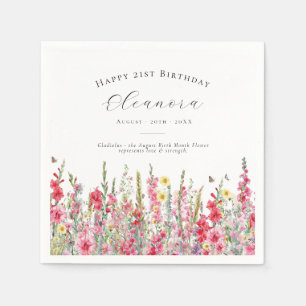 Guardanapo De Papel aniversário de 21 anos August Birth Flower Persona