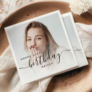 Guardanapo De Papel Aniversário de 21 anos com Foto Personalizada em S
