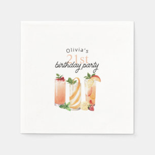 Guardanapo De Papel Aniversário de 21 anos de Cocktails de Verão Moder