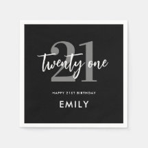 Aniversário de 21 anos de Elegante Branco e Preto 