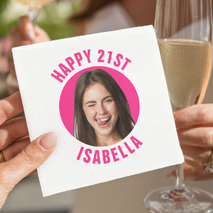 Guardanapo De Papel Aniversário de 21 Anos Divertido com Foto Personal