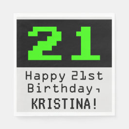 Guardanapo De Papel aniversário de 21 anos - Estilo Nerdy / Geeky "21"