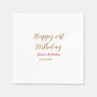 Guardanapo De Papel aniversário de 21 anos nome data moderno feliz dou