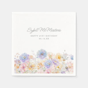 Guardanapo De Papel aniversário de 21 anos Party Watercolor Floral Per