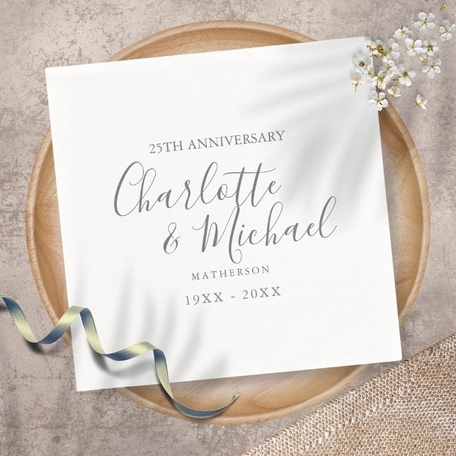 Guardanapo De Papel Aniversário de 25 anos de Casamento Assinatura Sim (Criador carregado)