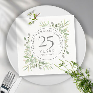 Guardanapo De Papel Aniversário de 25 anos de Casamento Folhagem