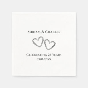 Guardanapo De Papel Aniversário de 25 de Coração Moderno Elegante Pers