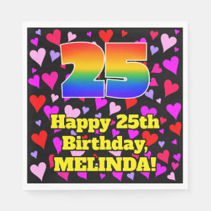 Guardanapo De Papel Aniversário de 25: Padrão de Corações Adoráve