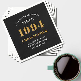 Guardanapo De Papel aniversário de 30 anos 1994 Dourado preto