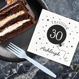 Guardanapo De Papel Aniversário de 30 anos brilhante branco preto