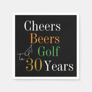 Guardanapo De Papel aniversário de 30 anos Cheers and Beers Golf Black