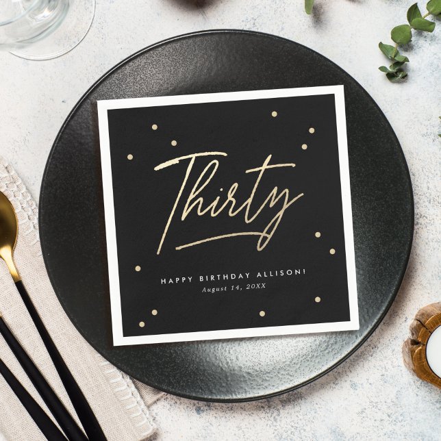 Guardanapo De Papel Aniversário de 30 anos de Caligrafia Dourada Moder (Criador carregado)