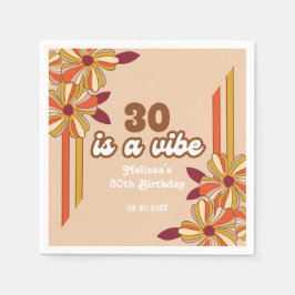 Guardanapo De Papel Aniversário de 30 anos de Flor Hippie 70s Retroati