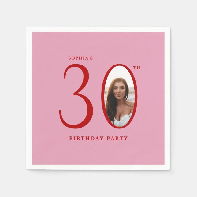 Guardanapo De Papel Aniversário de 30 anos de Foto Mínima 30 (Frente)