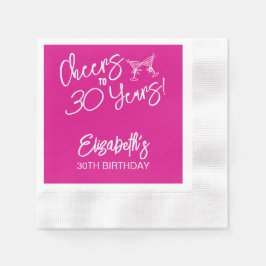Guardanapo De Papel Aniversário de 30 anos de Mão Branca Trendy Rosa