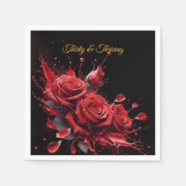 Guardanapo De Papel Aniversário de 30 anos Elegante - Rosas em Bloom