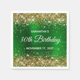 Guardanapo De Papel Aniversário de 30 anos em Verde Esmeralda com Bril