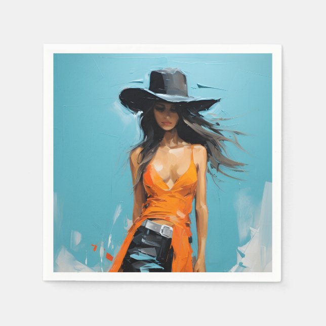 Guardanapo De Papel Aniversário de 30 anos estética de cowgirl costeir (Frente)