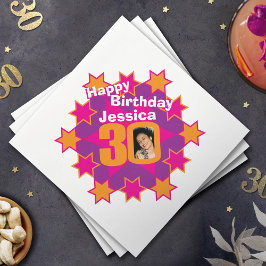 Guardanapo De Papel aniversário de 30 anos fotografia e nome dos guard
