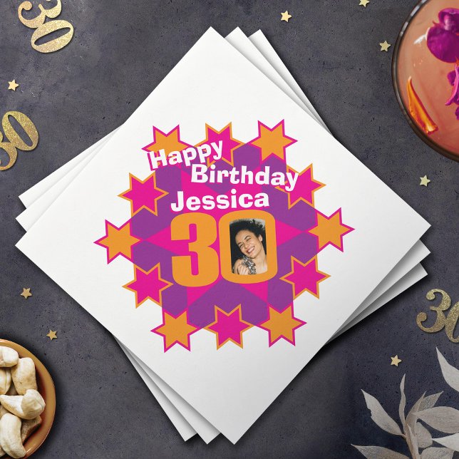 Guardanapo De Papel aniversário de 30 anos fotografia e nome dos guard (Criador carregado)