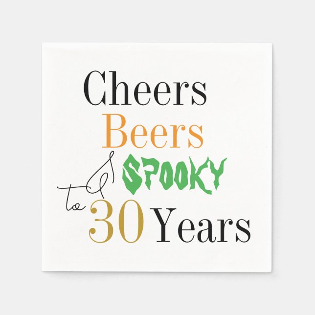 Guardanapo De Papel aniversário de 30 anos Halloween Cheers Spooky Par (Frente)