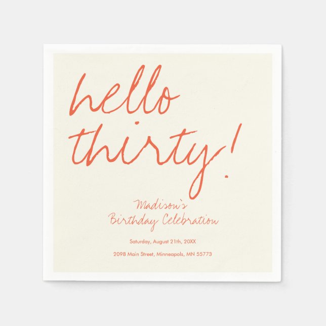 Guardanapo De Papel Aniversário de 30 anos moderno (Frente)