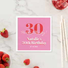 Guardanapo De Papel Aniversário de 30 anos Olá Trinta! Rosa Vermelho C
