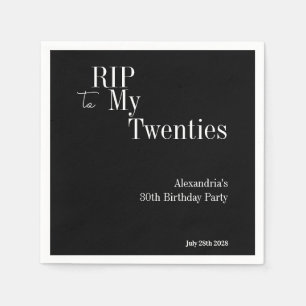 Guardanapo De Papel aniversário de 30 anos RIP 20s Black and White Par