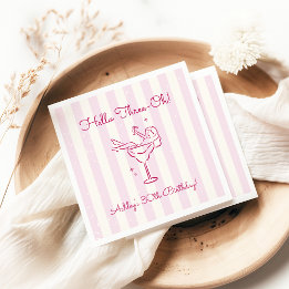 Guardanapo De Papel Aniversário de 30 anos Rosa Cocktail Desenhado à M