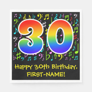 Guardanapo De Papel aniversário de 30 anos - Símbolos de Música Colori