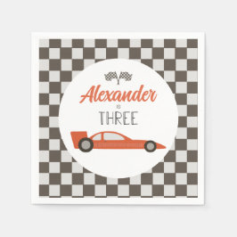 Guardanapo De Papel Aniversário de 3 anos de Carro Race Vermelho