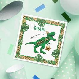 Guardanapo De Papel Aniversário de 3 anos de Dinossauro Três Rex