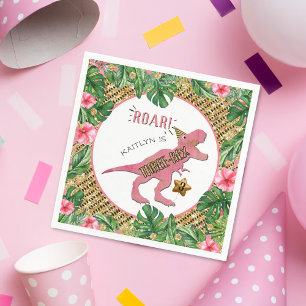 Guardanapo De Papel aniversário de 3 anos do Dinossauro Três Rex