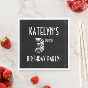 Guardanapo De Papel aniversário de 3 anos: Estilo de Deco de Arte + No
