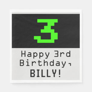 Guardanapo De Papel aniversário de 3 anos - Estilo Nerdy / Geeky "3"