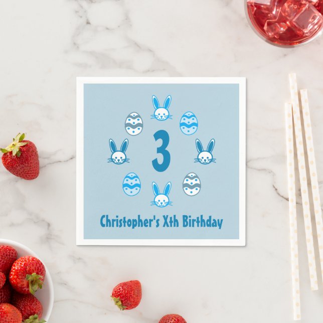 Guardanapo De Papel Aniversário de 3 anos Páscoa azul (Insitu)