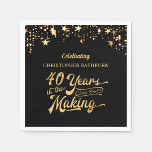 Guardanapo De Papel aniversário de 40 anos ANO NAS Estrelas Douradas N