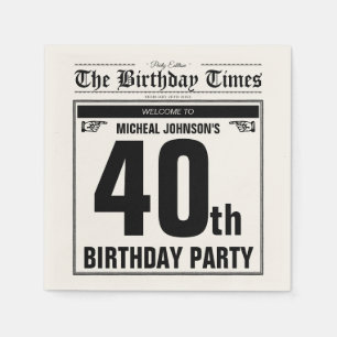 Guardanapo De Papel aniversário de 40 anos Antigo jornal Engraçado Per