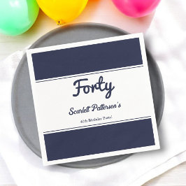 Guardanapo De Papel Aniversário de 40 anos branco-branco Marinho chic