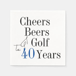 Guardanapo De Papel aniversário de 40 anos Cheers e Beers Golf Party