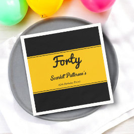 Guardanapo De Papel Aniversário de 40 anos Chic Dourado E Preto De Lux