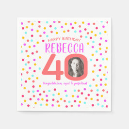 Guardanapo De Papel aniversário de 40 anos colorida foto personalizada