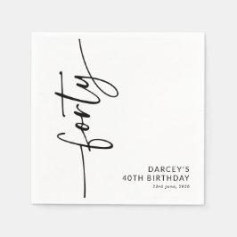 Guardanapo De Papel Aniversário de 40 anos com Letra Elegante