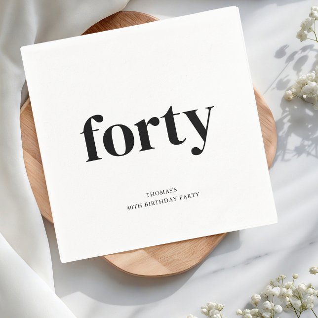 Guardanapo De Papel Aniversário de 40 anos de 44 preto e branco (Criador carregado)