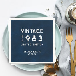 Guardanapo De Papel Aniversário de 40 anos de Ano Personalizado Azul d