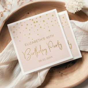 Guardanapo De Papel aniversário de 40 anos de Blush de Confetti Doura
